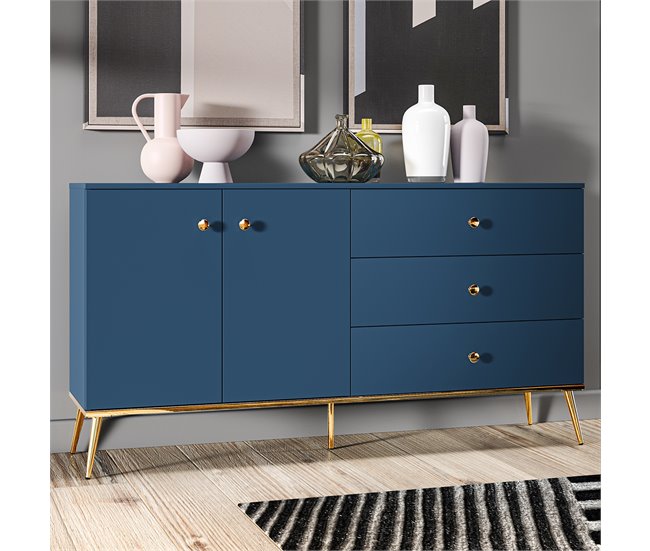 Aparador de 2 portas e 3 gavetas Thalia 160 Azul