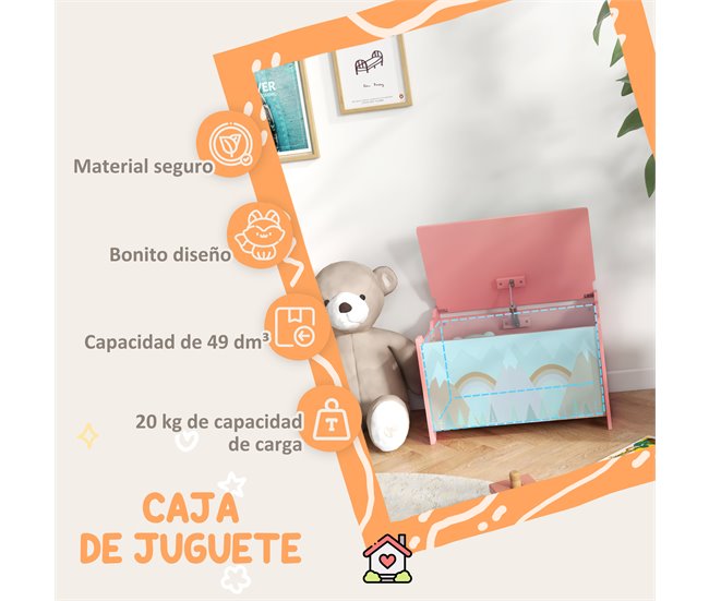 Baú de Brinquedos MDF ZONEKIZ 37 Rosa