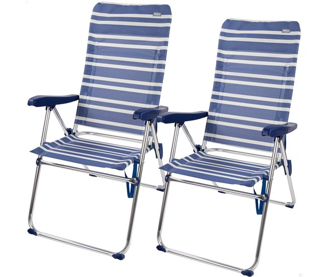 Embalagem económica 2 cadeiras de praia Mykonos multiposição anti-pontas 47x66x108 cm Aktive Azul