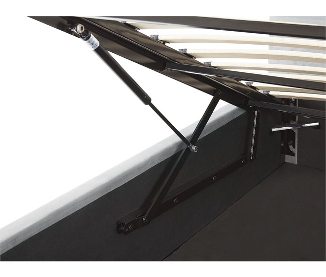 Beliani Cama com armazenamento Veludo LORIENT 177x216 Cinza Claro