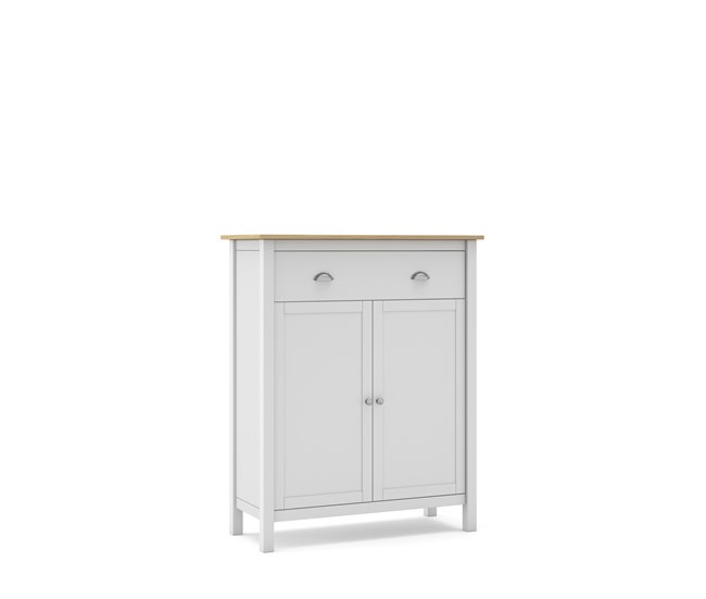 Móvel de Microondas 2P 1C LANDHAUS. 90x110x40 cm. Carvalho branco Branco