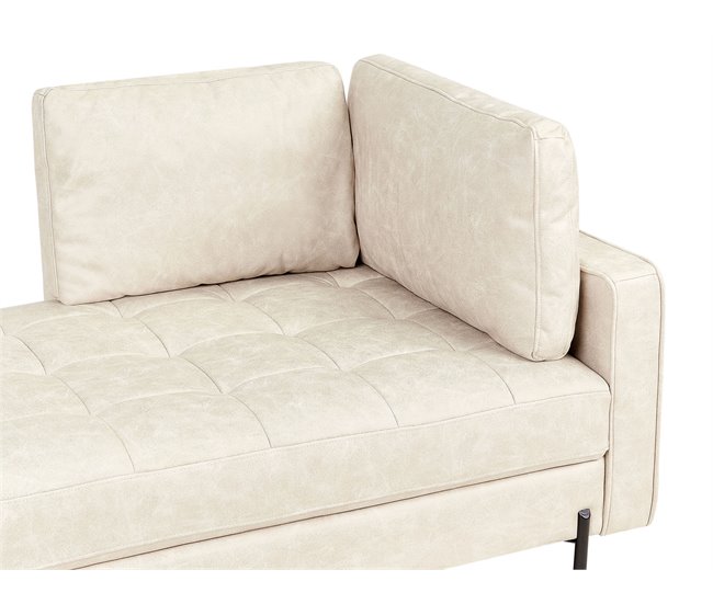 Beliani Chaise longue à direita Pele sintética REBAIS Bege