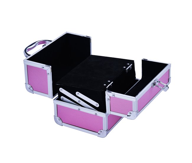 Maleta de Maquiagem Quadro de alumínio, MDF, pelúcia HOMCOM Rosa
