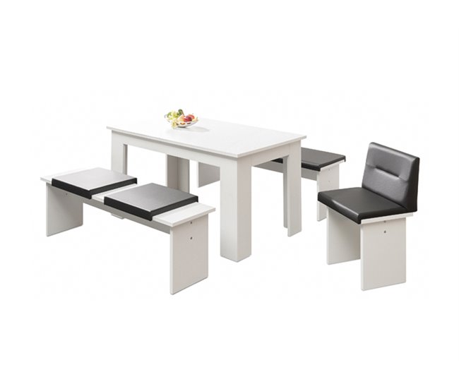 Conjunto mesa com 2 bancos CITY Branco