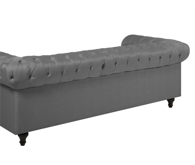 Beliani Conjunto de sofás CHESTERFIELD Cinza Claro