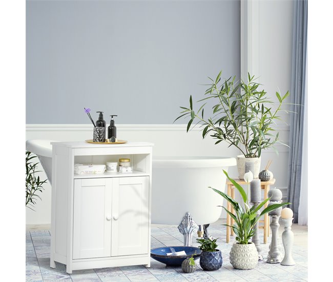 Armário Casa de Banho Melamina de Madeira HOMCOM Branco