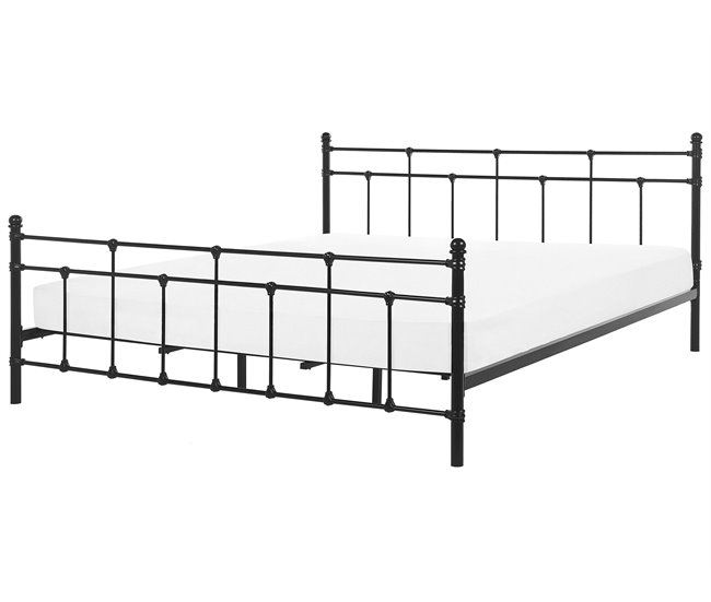 Beliani Cama com estrado Metal LYNX Preto