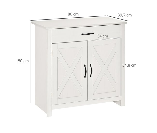 Aparador MDF, Melamina de Madeira HOMCOM Branco