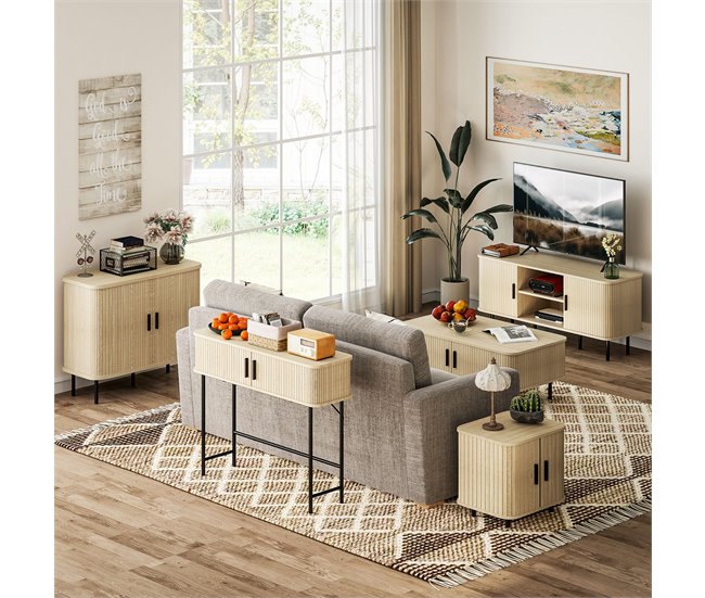 Aparador MDF, melamina de madeira, aço HOMCOM Castanho