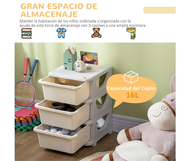 Organizador de Brinquedos PP HOMCOM Cru