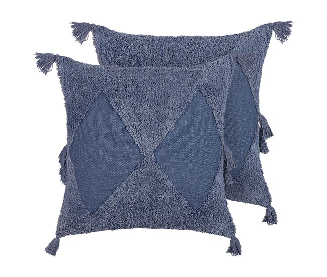 Beliani Almofada decorativa AVIUM 45x45 Azul