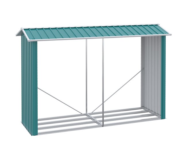 Abrigo para Lenha Aço Galvanizado Outsunny 240 Verde