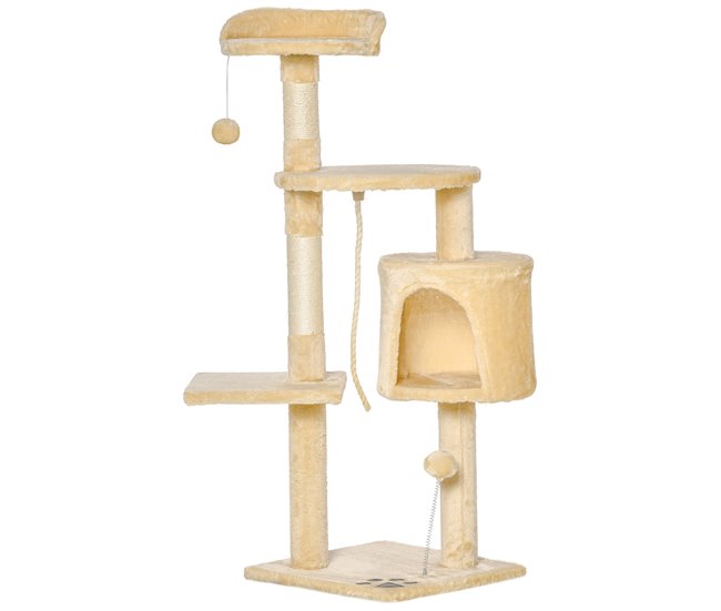 Arranhador para Gatos Aglomerado, Pelúcia e Sisal PawHut Bege