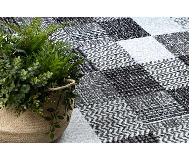 BCF Rug Morad RAFIA Retângulos geométrico 120x170 Preto / Cinza