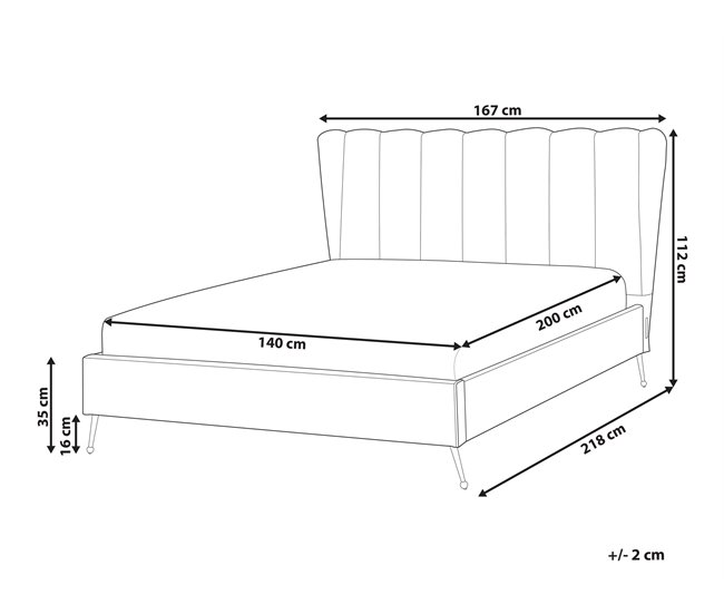 Beliani Cama com estrado Veludo MIRIBEL 167x218 Bege