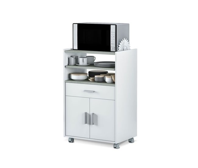 Armário para micro-ondas Básico Branco/cinza