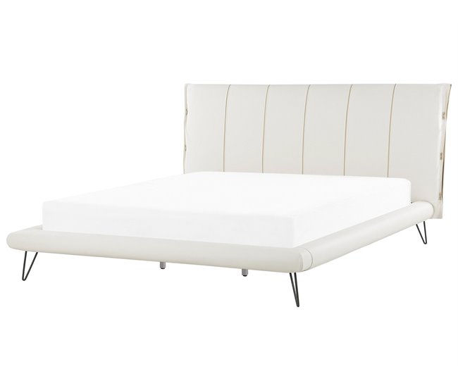 Beliani Cama com estrado Pele sintética BETIN 220x230 Areia