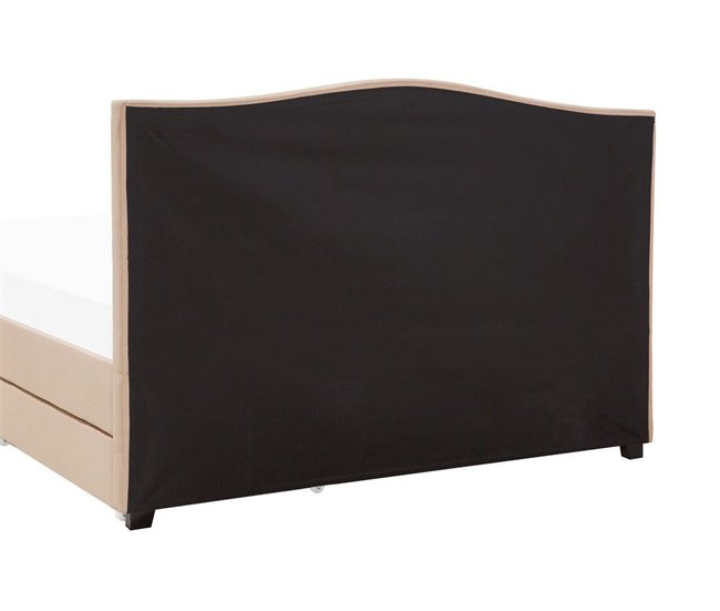 Beliani Cama com armazenamento Poliéster MONTPELLIER 187x213 Bege