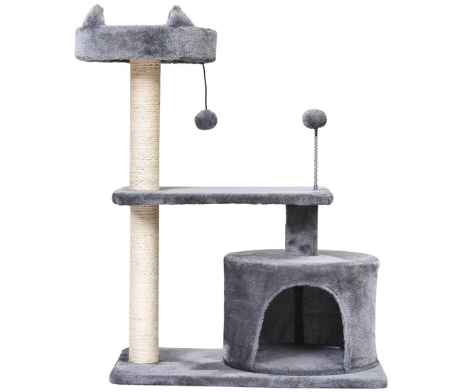 Arranhador para Gatos Aglomerado de madeira, Pelúcia e Sisal Cinza
