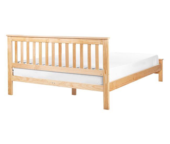 Beliani Cama com estrado Pinho MAYENNE Castanho