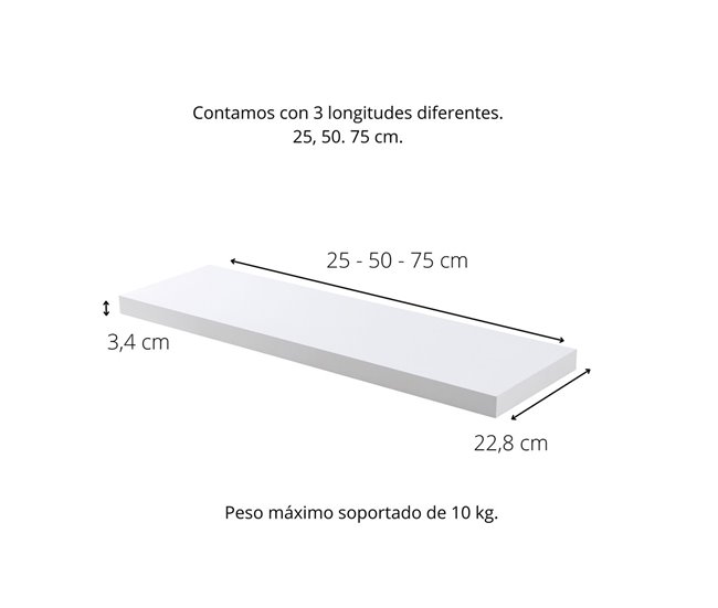  Acomoda Textil - Prateleira de parede 25 Branco/cinza