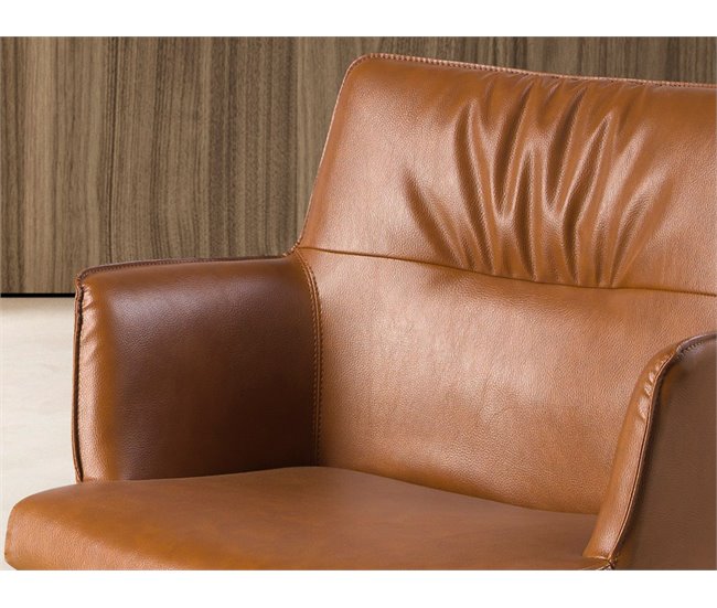 ANGEL CERDA Cadeira giratória em pele de castanho conhaque Castanho