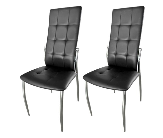 Cadeira de jantar Laci em couro sintético e cromo Preto