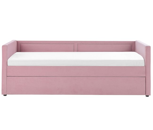 Beliani Cama com estrado Bombazine MIMIZAN Rosa