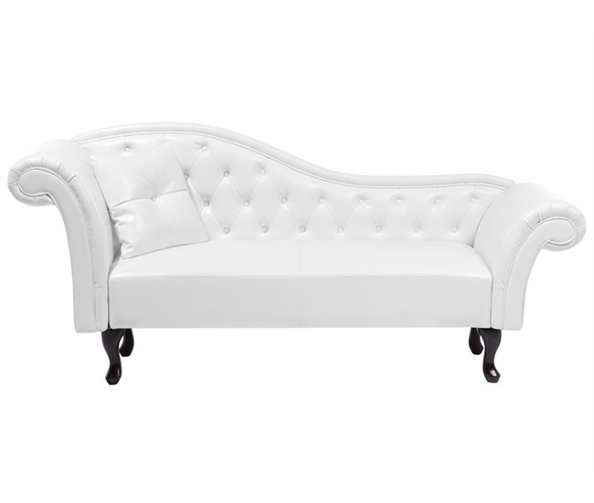 Beliani Chaise longue versão à esquerda Pele sintética LATTES Branco