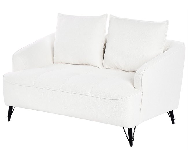 Beliani Sofá de 2 lugares Bouclé HOBRO Branco