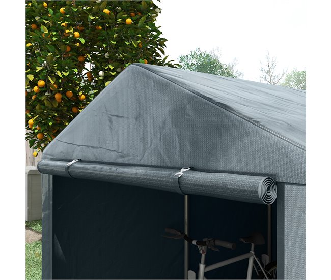 Abrigo para Ferramentas Aço Galvanizado, Tecido PE Outsunny Cinza