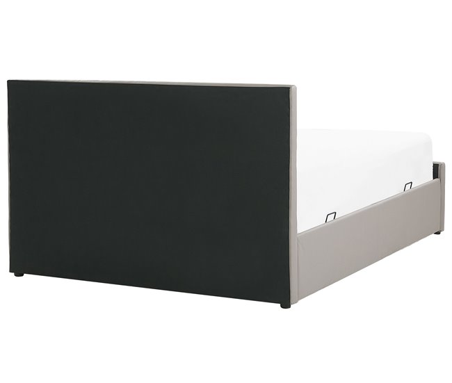 Beliani Cama com estrado Pele sintética ROCHEFORT 190x214 Cinza Escuro