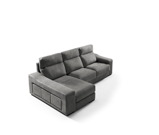 Chaise longue 3 lugares com 3 puffs FULL Antracite