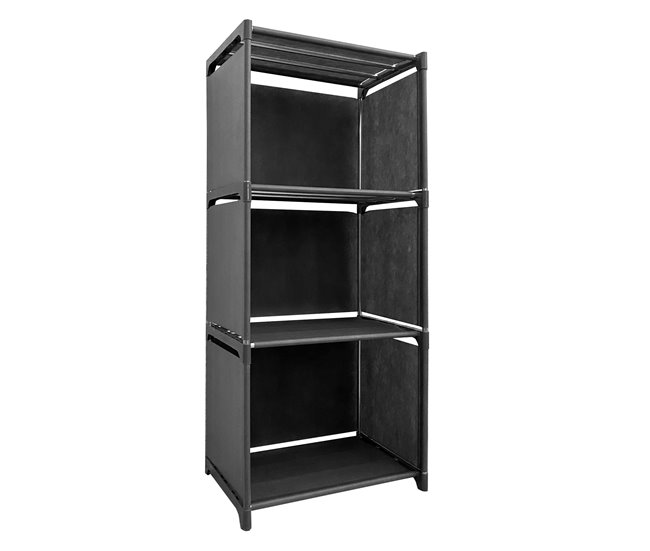 Prateleira de Organização 4 Pisos PVC e Tecido Nyana Home 93x41x29 cm 41 Preto