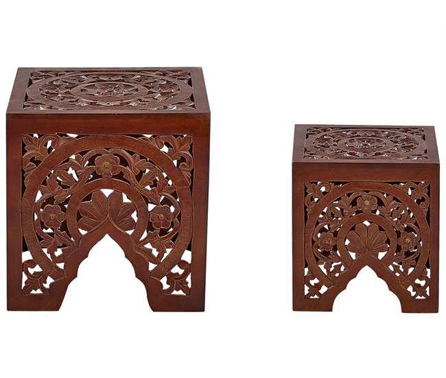 Beliani Conjunto de mesas SHUKUR Castanho