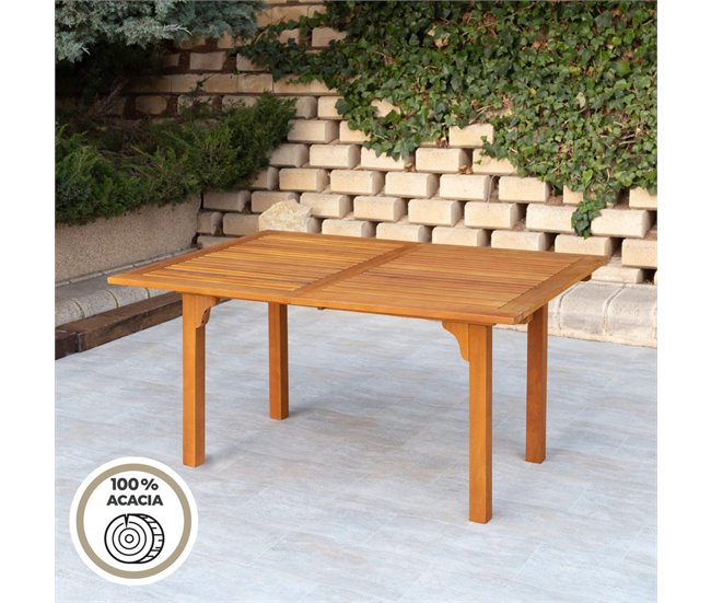 Mesa de jardim rectangular extensível em acácia para 6 pessoas Aktive Madeira