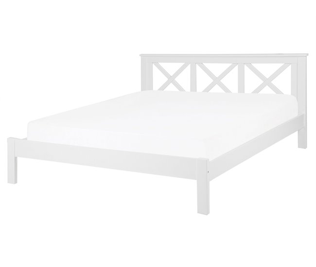 Beliani Cama com estrado Pinho TANNAY 169x208 Branco