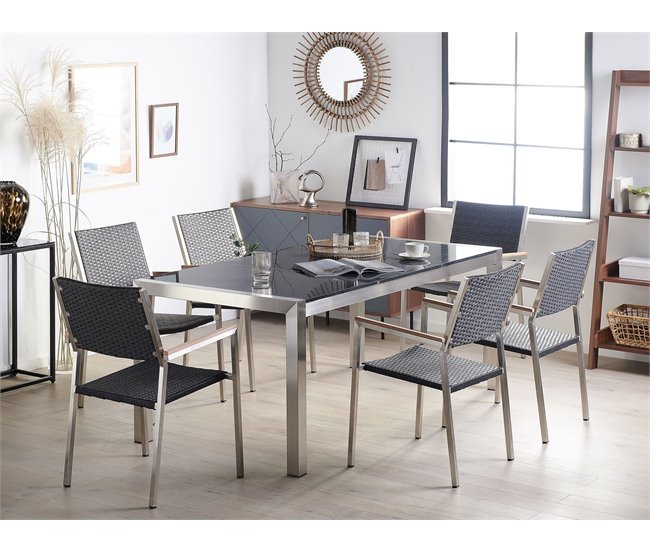 Beliani Mesa de refeição GROSSETO 90x180 Cinza Escuro
