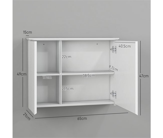 Armário Casa de Banho com Espelho MDF HOMCOM Branco