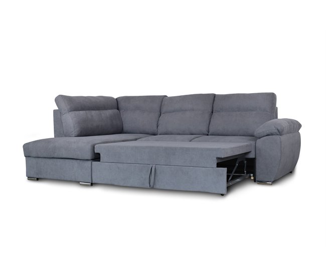 Sofá de canto KENDAL com cama e arca Cinza