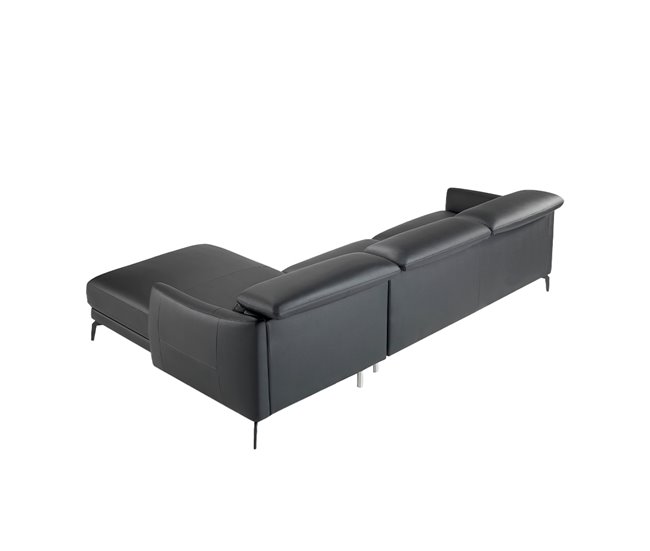 ANGEL CERDA Sofá chaise longue em pele de vaca Preto