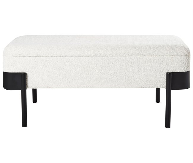 Beliani Banco de cama Chenille WARREN 100x40 Branco