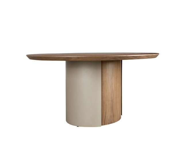 ANGEL CERDA Mesa de jantar redonda e aço 140x140 Nogal