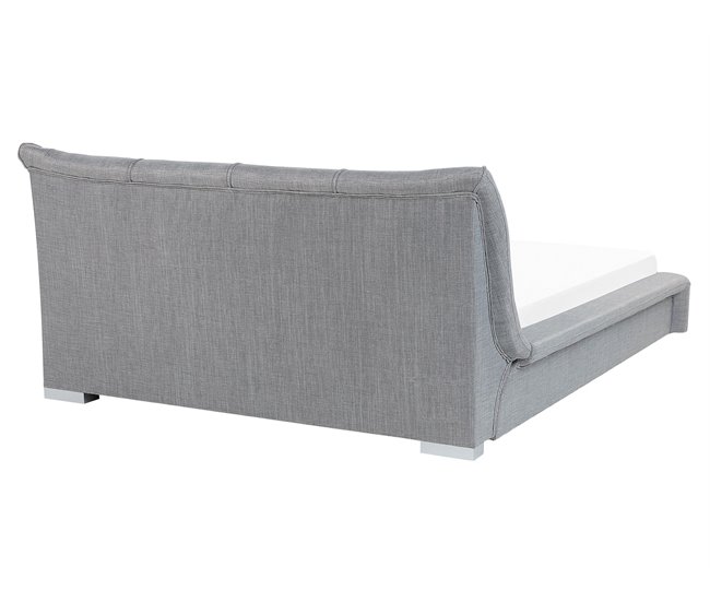 Beliani Cama Piel NANTES 188x237 Cinza Claro