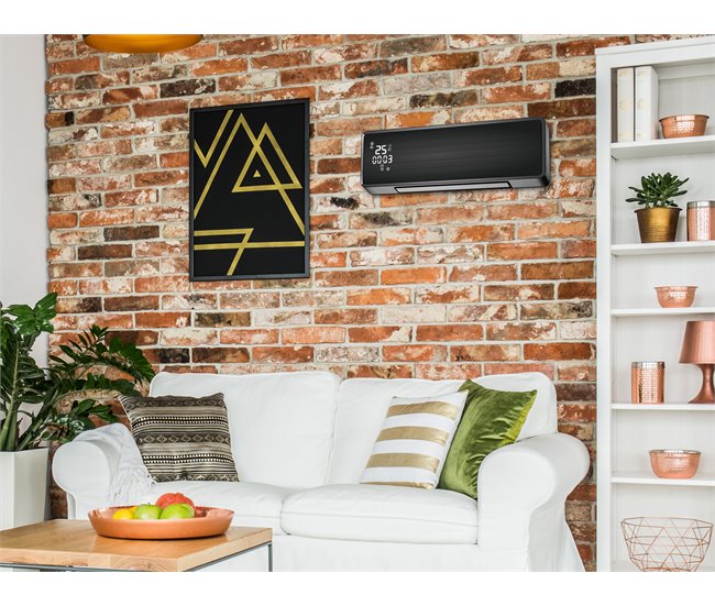 Aquecedor de parede split 2000 W com Wi-Fi e temporizador Preto