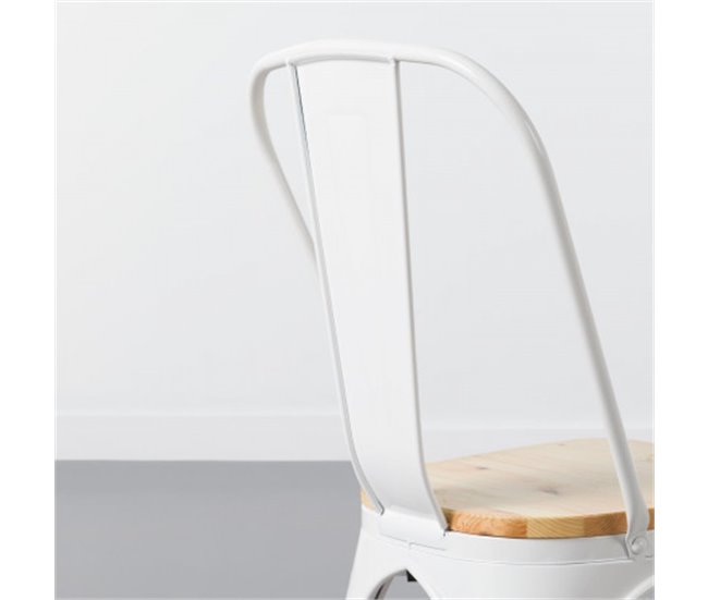 Cadeira Industrial Strong com Assento de Madeira Thinia Home Branco