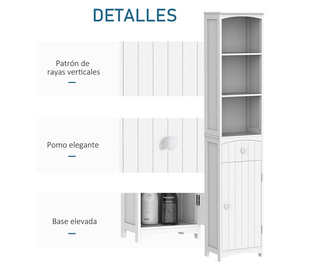 Armário Polivalente MDF HOMCOM, casa - casa de banho 34 Branco