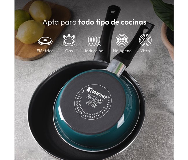 Conjunto de 2 frigideiras CLASSIQUE em + utensílios de cozinha Bergner Preto