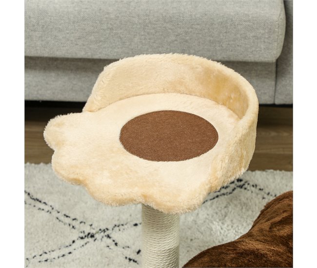 Arranhador para Gatos Melamina de Madeira, Pelúcia e Juta PawHut Castanho