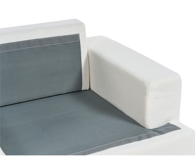Beliani Sofá de 3 lugares Bouclé ALLA Branco/ Bege